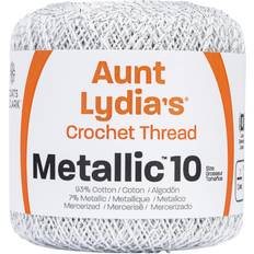 Silver Yarn Coats Crochet Metallic Crochet Thread, 10, White/Silver