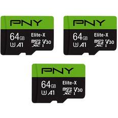 Pny micro sd card PNY 64gb elite-x class 10 u3 v30 microsdxc flash memory card 3 pack 100mb/s