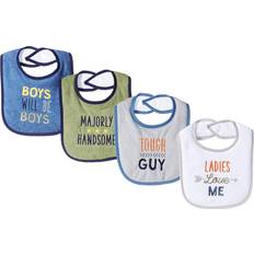 Blue Drool Bibs Luvable Friends Unisex Baby Cotton Drooler Bibs with Fiber Filling, Handsome, One Size