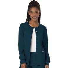 Caribbean blue scrubs Cherokee Women's Snap Front Warm-up Jacket, Caribbean Blue