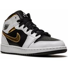 Gold Trainers Children's Shoes Air Jordan 1 Mid GS - White Gold