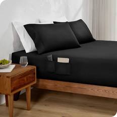 Twin xl fitted sheets Bare Home Fitted Bottom Twin Extra Long Dual Pocket Bed Sheet Black