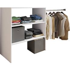 Hvid metal reol VCM Dacho1 Klædeskab Reol Med 1x Bøjlestang Væghylde 90cm