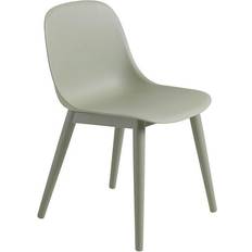 Muuto Chaises Muuto Fiber Side Chair Wood Base Dusty Green Recyclé Chaise de Cuisine