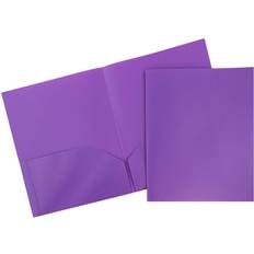 Jam Paper Plastic 2 Pocket Pop Folders 6 Pack Purple