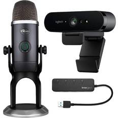 Microphones Blue Microphones Yeti-X USB Dark Gray with Logitech Brio UHD Webcam and 4-Port USB Hub