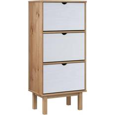 White shoe cabinet vidaXL Cabinet OTTA with 3 Drawers Brown&White Shoe Rack