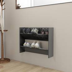 Vidrio Muebles y Accesorios de Pasillo vidaXL Zapatero Pared Madera Contrachapada Gris Brillo 80 x 18 x 60 cm Organizador de zapatos