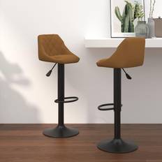 Marron Tabourets de bar vidaXL Tabourets Lot De 2 Marron Velours Marron Tabouret de bar 2pcs