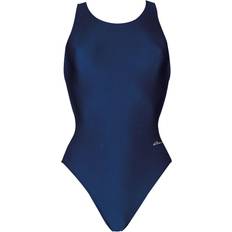 Womens Basic Solid Red Performance Back One Piece - Navy