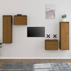 vidaXL Tv-skabe 4 dele massivt TV-bord