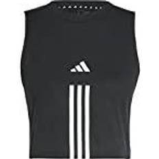 adidas Train Essentials Cotton 3-Stripes Crop Tank Top Women's - Black/White