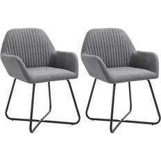 Gris Sillas vidaXL Sillas Comedor 2 Unidades Tela Gris Oscuro 84 x 61 x 61 cm Silla de Cocina 2pcs