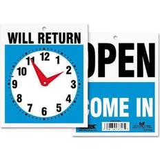 White Wall Clocks Headline Sign Double-Sided Open/Will Return Sign