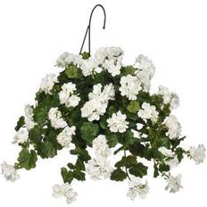 of Silk Flowers White Geranium Basket Artificial Plant