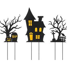 Garden & Outdoor Environment GlitzHome Halloween Haunted House and Ghost Tree Yard Stake 3pcs