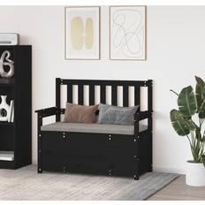 Gris Banquettes vidaXL Banc Noir 112.5x51.5x96.5 cm Bois de Pin Massif Banquette