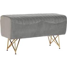 Gris Bancos Dkd Home Decor Banqueta 90 x 31 x 47 cm Gris Dorado Metal Banco