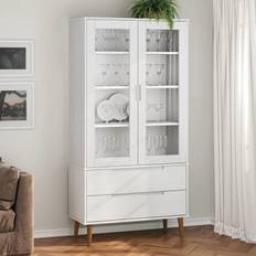 VidaXL Vitrines en verre vidaXL Armoire À MOLDE Blanc 90x35x175 cm Bois de Pin Massif Vitrine en verre