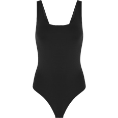 Polyester Bodysuits Express Body Contour High Compression Scoop Neck Bodysuit - Pitch Black