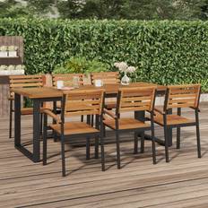 Bois Tables de Salle à Manger d'Extérieur vidaXL Table De Jardin Et Pieds En Forme De U 200x90x75 Cm Bois Acacia