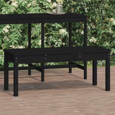 vidaXL Tuinbank 109 x 44 x 45 cm Massief Grenenhout Zwart