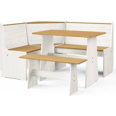 Set da pranzo per patio vidaXL 3 pz Marrone Miele e Bianco in Legno di Pino Set da pranzo per patio