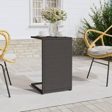 Zwart Bijzettafels voor Buiten vidaXL Bijzettafel C-vormig 40x35x60 cm Poly Rattan Zwart