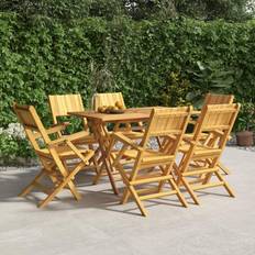 Wood Patio Dining Sets vidaXL 7 Garden Patio Dining Set, 1 Table incl. 6 Chairs