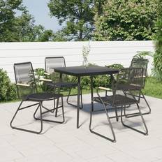 Nero Set da pranzo per patio vidaXL da Giardino 5 pz Nero in Rattan PVC Set da pranzo per patio