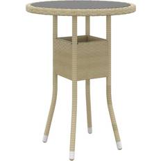 Acciaio Tavoli da Giardino vidaXL Tavolo Da Giardino Ø60x75 cm Vetro Temperato e Polyrattan Beige