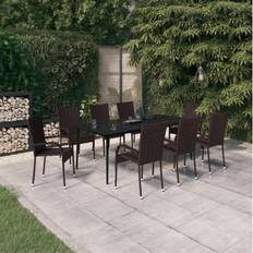 Steel Patio Dining Sets vidaXL 9 Garden Patio Dining Set, 1 Table incl. 8 Chairs