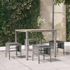 Outdoor Stools vidaXL Outdoor Ottoman Set 13.8 in W x 15.7 in H Powder-Coated Steel 4 Pcs