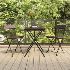 Braun Café-Sets vidaXL Bistro-Set Klappbar Braun Poly Rattan 3-tlg Café-Set