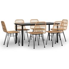 6 Patio Dining Sets vidaXL brown Patio Dining Set, 1 Table incl. 6 Chairs
