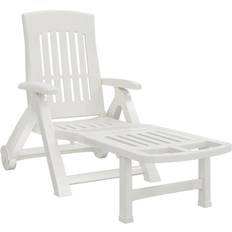 Plastique Chaises longues vidaXL Chaise Longue Pliable Avec Roues Blanc Pp White