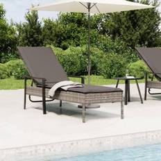 Rotin Synthétique Chaises longues vidaXL Chaise Longue Avec Coussin Lit de Bronzage Rembourré Jardin Terrasse