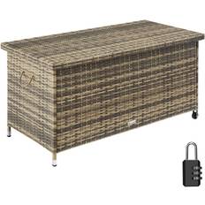 Tectake Terrasopslag en Hoezen tectake Wicker Opbergbox Kiruna 120 x 55 x 61.5 cm 270l Natuur