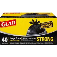 Cleaning Equipment & Cleaning Agents Glad Large Quick-Tie Trash Bags Extra Strong 30 Gallon Black Trash Bag