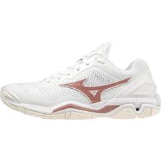 Pink - Woman Handball Shoes Mizuno Wave Stealth V Floorball - White/Rose/Snow White