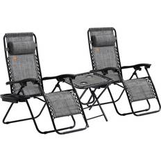 Patio Chairs OutSunny Zero Gravity Grey Metal Chaise Lounger