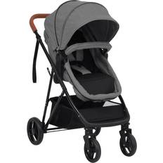 Poussettes vidaXL Poussette Pour Bébé 2-en-1 Gris Clair Et Noir Acier