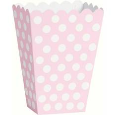 Red Popcorn Boxes Unique Polka Dots Treat Boxes, 5.5" x 4" Lovely Pink