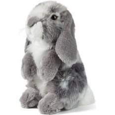 Living Nature Grey Lop Eared Rabbit, Realistic Soft Cuddly Bunny Toy, Eco-Friendly Plush, 18cm