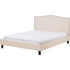 Beige Strutture letto Beliani Letto Imbottito Tessuto Beige 160 x 200 cm Montpellier