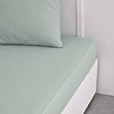 Draps Today Housse Essential 140 x 200+30 cm 2 Personnes 100% Coton Uni - Celadon - Bleu Drap Vert (200x140cm)