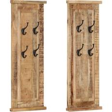 Bois Porte-manteaux vidaXL Porte-manteaux 2 pcs Bois Massif De Manguier 38 x 100 cm Porte-manteau