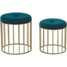 Blue Seating Stools Beliani Set of 2 Seating Stool