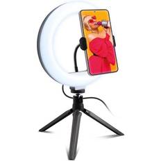 SBS 37987 Selfie Ring Light 8" LED-Ring mit Stativ für Fotos und Videos LED-Leuchte Schwarz Weiß