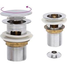 Onderste Kleppen vidaXL Afvoer pop-up met overloop 6,4x6,4x9,1 cm chroomkleurig